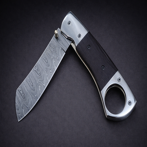 มีดพับตัดซิการ์เหล็กดามัสกัสแบบกำหนดเอง ด้ามไม้เวงเก้ ขนาด 8 นิ้ว |   กรีนฮิลส์ ไนฟ์ส - Product Image 3