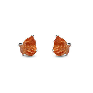 Boucles d'oreilles clous en argent sterling 925 avec pierre de soleil naturelle brute, motif papillon, tendance, délicates, serties griffes, lot de 4 paires pour mariage et fête - Product Image 2
