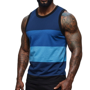 Men's Sleeveless Workout Tank <b>Top</b> Color Block Athletic Fit Blank Custom Made Gym Apparel High Quality Jersey Tank <b>Tops</b> For Men - Product Image 1