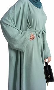 Ethnic Abaya Maxi Frock Style Fashion Plain Turkish Abaya Muslim Islamic Wear <b>Eid</b> Ramadan Collection Polyester Customized Abayas - Product Image 5