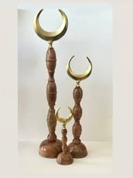 Sculpture décorative en bois en forme de croissant de lune, décoration islamique pour la maison, Ramadan Mubarak, ornement de table musulman, décoration artisanale de luxe - Product Image 2