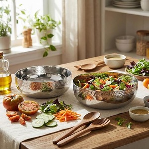 Bol élégant en acier inoxydable pour la cuisine, le restaurant, l'hôtel, le service, le mélange, la préparation des salades, vaisselle durable, utilisation alimentaire, vente en gros - Product Image 5