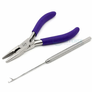 Pince à extensions capillaires professionnelle en acier inoxydable de qualité supérieure, 5 pouces, à mâchoires dentelées de 3,4 mm, poignée ergonomique bleue, usage professionnel - Product Image 5