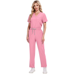 Women V-Neck <b>Scrub</b> Set With Pockets Cotton Polyester Hospital <b>Uniforms</b> <b>Scrub</b> Sets - Product Image 5