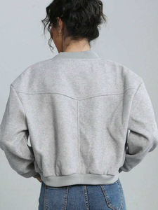 Wholesale Custom Womens Fashion Ribbed Letterman <b>Jacket</b> <b>Long</b> Sleeve Chenille Embroidery Logos Casual Baseball Breathable - Product Image 2