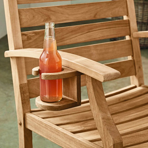 Silla mecedora Cambridge Casual Logan con estructura de madera de teca natural y asiento de listones con acabado de madera natural para uso en exteriores. - Product Image 3