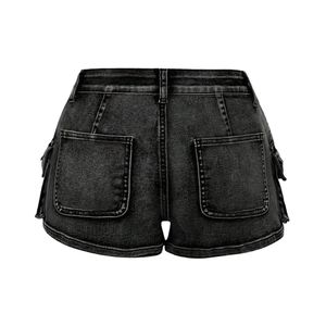 Custom Mens Distressed Ripped Sweat Shorts Black Washed Cotton Drawstrings <b>Elastic</b> <b>Waisted</b> Baggy Y2K Streetwear Loose Fit Shorts - Product Image 4