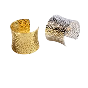 Luxury Gold Plated Metal Texture Napkin Ring for Special Occasions Festival <b>Party</b> Celebration Round Napkin Holder - Product Image 3