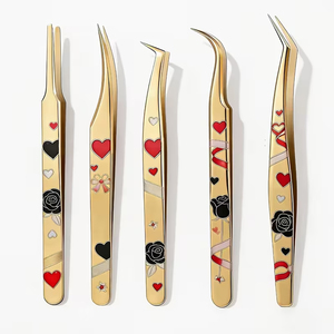 High Precision Matte Black 45-Degree Curved Stainless Steel Volume Tweezers, Non-Slip Anti-Static Eyelash Extension Tools - Product Image 1