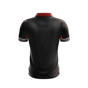 เสื้อโปโลผู้ชายสีดำและสีแดงสุดอินเทรนด์แขนสั้นแฟชั่นฤดูร้อนทรงเข้ารูปผ้าฝ้ายระบายอากาศได้ดีพร้อมโลโก้แบบกำหนดเอง - Product Image 4