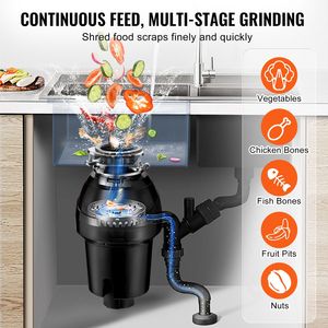 Dissipatore di rifiuti alimentari a alimentazione continua da 1.25HP con sistema EZ Connect e riduzione del rumore, unità per lo smaltimento dei rifiuti per prese di tipo UK e US - Product Image 3