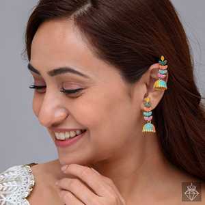 PRAO Boucles d'oreilles à feuilles colorées Accessoire de déclaration à la mode - Product Image 2