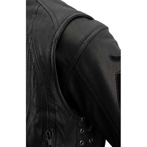 SAMROZ SPORTS Women's Black Leather Lightweight Racer Jacket - Product Image 4