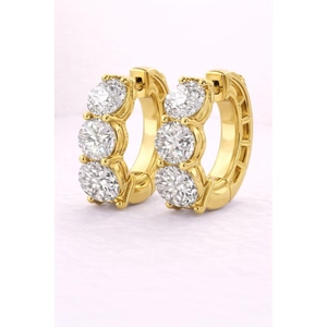 Boucles d'oreilles en moissanite rondes sur mesure, en argent sterling 925, bijoux de mariage disponibles à prix abordable au prix d'usine - Product Image 5