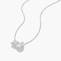 Collar con Colgante de Compromiso de Oro de 14K con Diamante Cultivado en Laboratorio Toi Et Moi, Corte Asscher en Forma de Pera, Color Blanco D, Certificado IGI, Chapado en Rodio