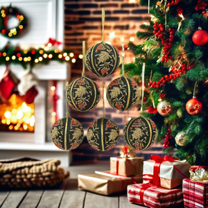 Adornos de árbol de bolas de Navidad hechos a mano de alta calidad, adornos de plástico con cuentas festivas, diseño impreso bordado, Navidad colgante - Product Image 3