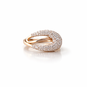 18K Solid Gold Diamond Pave <b>Ring</b> Curved Wrap Design <b>Statement</b> Cocktail <b>Ring</b> for Women Elegant Party Wedding Jewelry Polished - Product Image 1