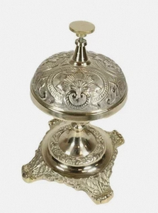 Classic Antique <b>Brass</b> Desk <b>Bell</b> | Vintage Hotel Reception Counter Service Callin - Product Image 2