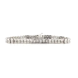 10ctw 3mm Princess Cut D VVS1 Moissanite Sterling Silver Tennis Bracelet 14K White Gold Plated Women's - Product Image 2