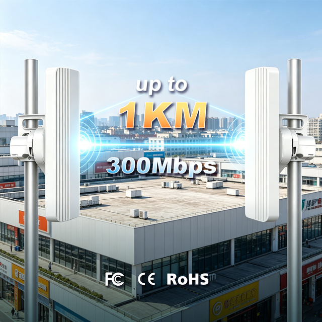 Wireless Ethernet Bridge 2-Pack Long Range Wireless Bridges 2.4G IP65 Waterproof WiFi Bridge WiFi Extender
