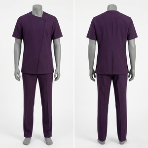 Ensemble Tunique et Pantalon Asymétrique Blanc Premium en Polyester Spandex 210 GSM pour Uniforme de Salon/Spa avec Logo Brodé - Product Image 3