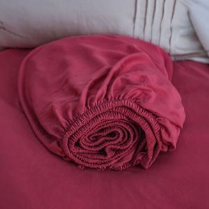 Parures de lit Tencel 80s en coton de haute qualité, Tencel lavé, uni teint, 4 pièces, 2 taies d'oreiller, housse de couette, drap-housse, OEM ODM - Product Image 5