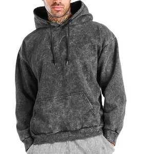Oversized Blank Stone Wash Hoodie Customized Acid Washed Hoodie Vintage Sweatshirt Washed hoodie with Screen Printed