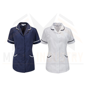 Blouse de travail noire à manches courtes pour femme en polyester respirant, idéale pour la détection des aiguilles, style mode, pour barbiers - Product Image 5