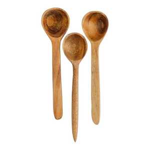 Juego de Cucharas de Madera Hechas a Mano, Forma Ovalada, Pulimentadas, Rústicas, Naturales, Duraderas, Utensilios de Cocina para Uso Doméstico - Product Image 3