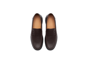 Brown Leather Loafers Round <b>Toe</b> Slip-On Comfort Lightweight Cushioned Rubber Midsole Rubber Outsole All Seasons Wear - Product Image 4