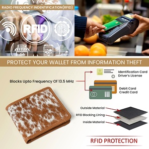 กระเป๋าสตางค์หนังแท้แบบพับสองทบสำหรับผู้ชายทำจากหนังวัวแท้ป้องกัน RFID - Product Image 6