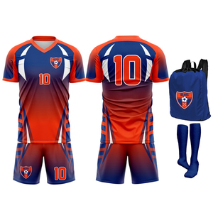 New Design Sublimated Printed Soccer Uniforms Set Team Wear Seamless Quick Dry Breathable <b>Polyester</b> Fabric With <b>Socks</b> & Bags - Product Image 6