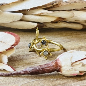 Anillo de latón con diseño de rama de árbol y estrella, favorito de los compradores, chapado en oro con labradorita, estilo bohemio, anillo llamativo, venta al por mayor - Product Image 5