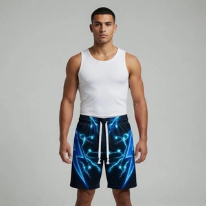Shorts Bermuda pour Homme à Imprimé Éclairs Violets, Séchage Rapide, Décontractés, Sportifs, Motif Géométrique, en Polyester, Vêtements de Sport - Product Image 5