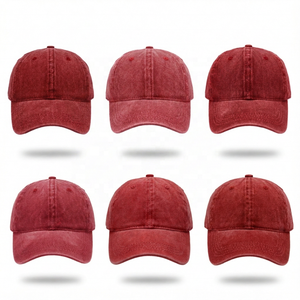 Gorra de Béisbol Roja de 6 Paneles, Ajustable, de Algodón, Unisex, Estilo Vintage, Acabado Lavado, Talla Adulto, Estampado Animal, para Exteriores - Product Image 1