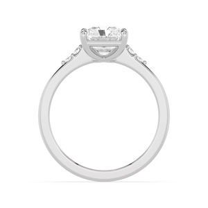 Impresionante anillo de compromiso de oro rosa de 10 quilates con esmeralda y diamante de corte redondo cultivado en laboratorio, 3.10 quilates en total, anillo nupcial de diseñador. - Product Image 4