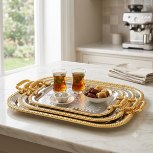 Plateau de service ovale en cuivre de qualité supérieure avec deux poignées |   Plateau élégant pour la cuisine et la salle à manger, idéal pour servir, décorer et l'hôtellerie - Product Image 4