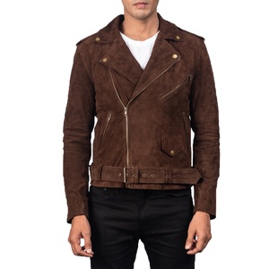 <b>Men</b> <b>Suede</b> Leather Biker <b>Jacket</b> OEM Custom Dark Brown <b>Suede</b> Leather <b>Jacket</b> Wholesale Genuine <b>Suede</b> Fashion Biker Leather <b>Jacket</b> - Product Image 1