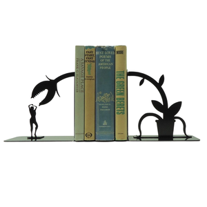 Porte-livres décoratifs en fonte robuste motif fleur de lys, lot de 2, design élégant à motifs festonnés pour étagères et cheminées - Product Image 4