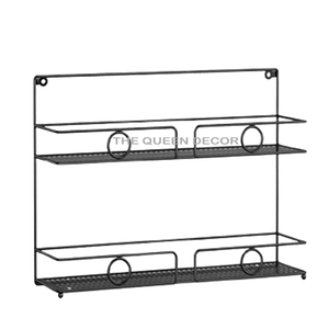 Multipurpose Use Stainless Steel Metal Unique Shape Glossy Black Finished glass, spice <b>rack</b> Storage Shelve - Product Image 2