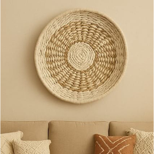 Unique Woven Wall Basket Decor Round and Rattan Wall <b>Hanging</b> Art for Living Room Farmhouse Style Natural Fiber Wall Ornament - Product Image 1