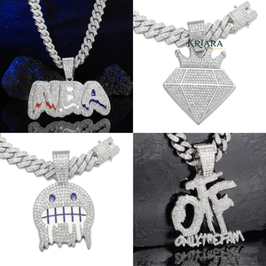 Colgante de Letra Hiphop con Diamante Cultivado en Laboratorio, Plata 925 Bañada en Oro, Dijes de Cristal para Uso Diario Masculino - Product Image 6