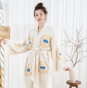 Vestido Largo de Playa 100% Algodón, Sostenible y Lavable, Nuevo Diseño, de la Mejor Calidad, Conjunto Kimono Ojo de Diablo, Cintura Natural, Crepé - Product Image 3