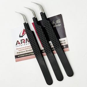 Pinzas de Aislamiento Curvas Ecológicas, de Acero Inoxidable Sostenible, Punta Plateada, Antimagnéticas, Duraderas, para Extensión de Pestañas - Product Image 3