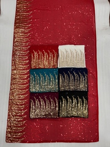 Indian Bollywood Best Selling Embroidery Heavy Dual Sequins Fancy Red Party Wear Look Saree Most Trendy Export Sexy <b>Blouse</b> <b>Sari</b> - Product Image 3
