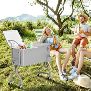 Frigorifero portatile da esterno da 80 litri con ruote, motivo leopardato, in LLDPE rotostampato, per giardino, terrazza, patio, conservazione ghiaccio secco - Product Image 6