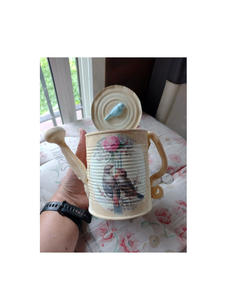 Arrosoir galvanisé Shabby chic avec des œuvres d'art en émail floral pour jardin de printemps affiche des thèmes de ferme et des cadeaux - Product Image 5