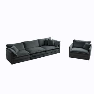 Set di Divani Componibili Moderni a 2 Pezzi Imbottiti per Soggiorno e Appartamento con Seduta Profonda - Product Image 6