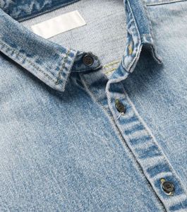 Chemises en jean pour hommes à prix d'usine, décontractées, délavées, boutonnées, manches longues, confortables, tendance, vente en gros, fournisseur en vrac, 100% coton - Product Image 6