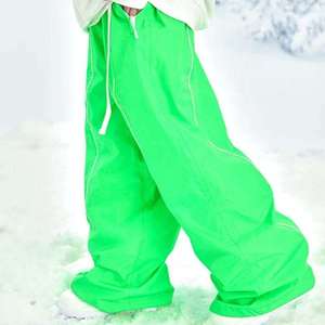 Pantalones de Esquí Personalizados en Verde Neón para Hombre y Mujer, Pantalones de Snowboard Holgados, Impermeables, Resistentes al Viento, Térmicos, para Deportes al Aire Libre, Ropa de Invierno, Pantalones para la Nieve - Product Image 3